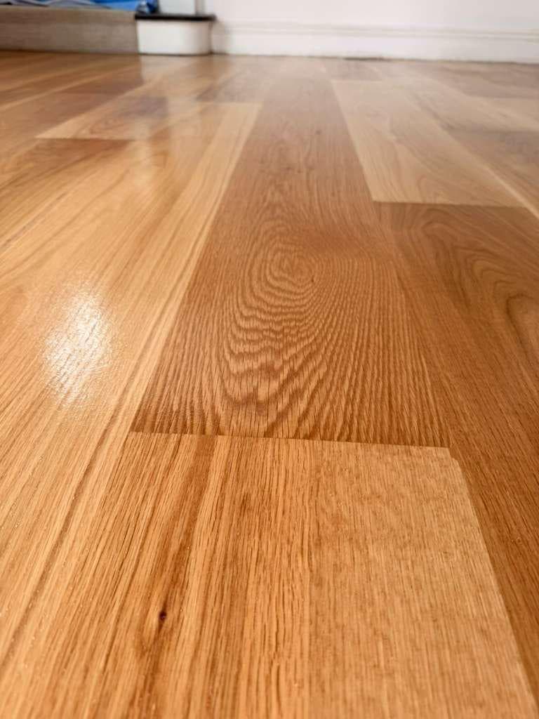 Hardwood floor installation in open layout